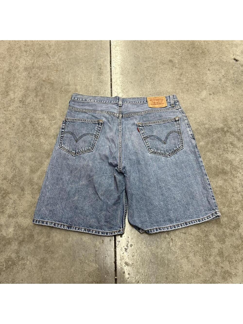vintage levis 550 faded blue relaxed baggy fit jean shorts jorts size 36